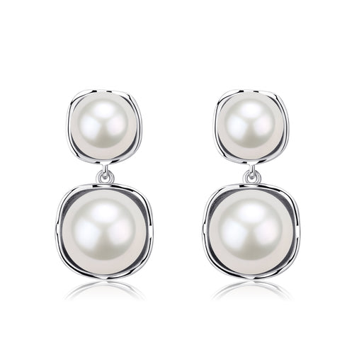 Elegant Double Freshwater Pearl Earrings – Gold & Silver Options